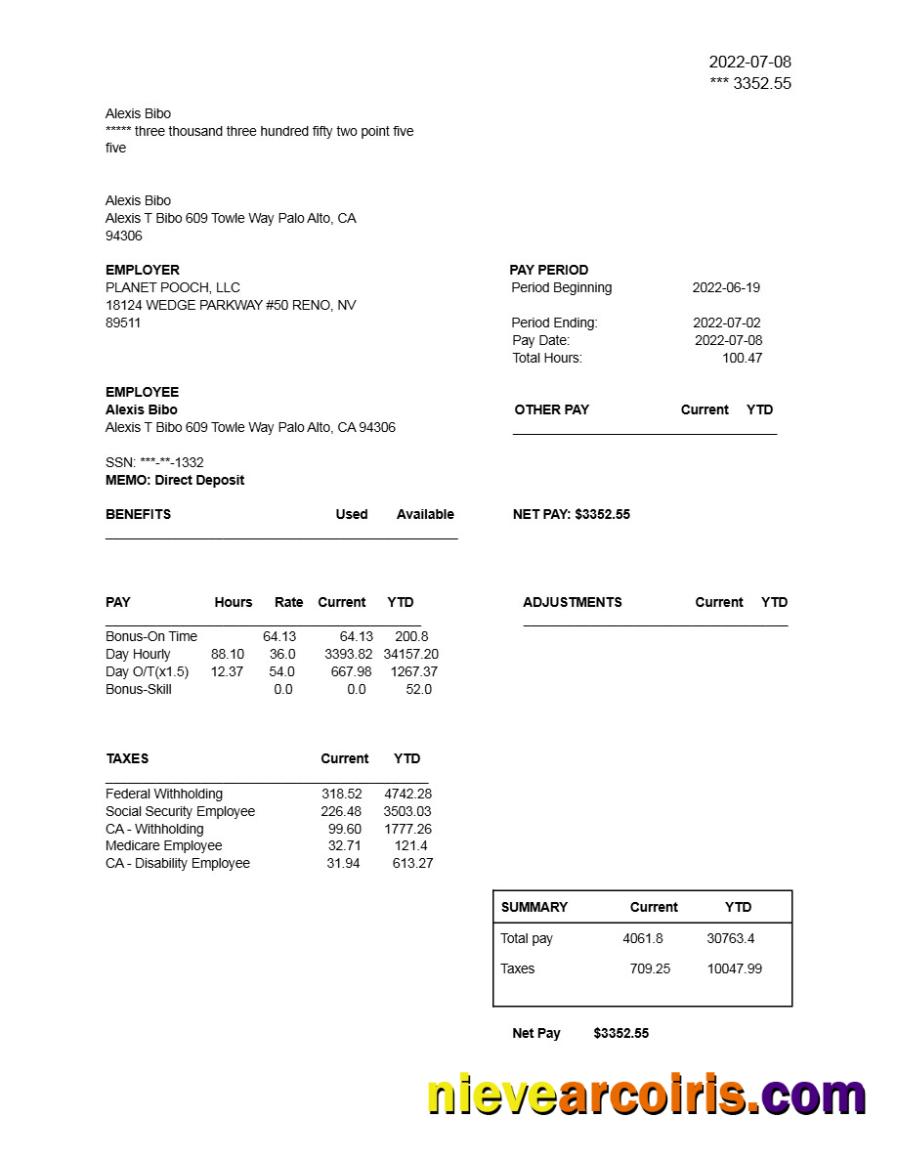 PLANET POOCH, LLC earnings statement
